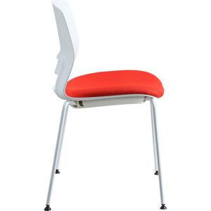 Lorell Arctic Series Stack Chairs - 2/CT - Red Foam, Fabric Seat - White Back - Four-legged Base - 2 / Carton. Picture 3