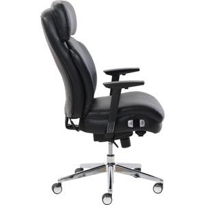 Lorell Lumbar Support High-Back Chair - Black Bonded Leather Seat - Black Bonded Leather Back - 5-star Base - 1 Each. Picture 5