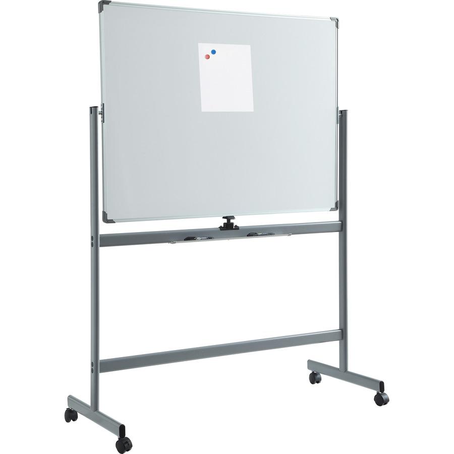 Lorell Double-sided Magnetic Whiteboard Easel - 48" (4 ft) Width x 36" (3 ft) Height - White Surface - Rectangle - Floor Standing - Magnetic - 1 Each. Picture 6