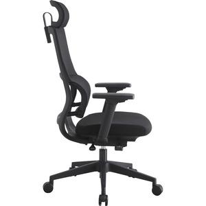 Lorell Mesh High-Back Chair w/Headrest - Black Seat - Black Mesh Back - High Back - 5-star Base - 1 Each. Picture 3