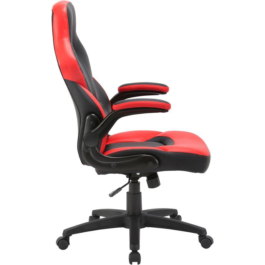 Lorell Bucket Seat High-back Gaming Chair - Red, Black Seat - Red, Black Back - 5-star Base - 28" Length x 20.5" Width x 47.5" Height. Picture 12