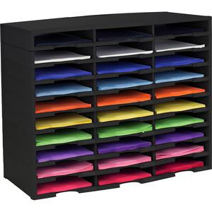Storex Stackable Literature Sorter - 15000 x Sheet - 30 Compartment(s) - 9.50" x 12" - 25.5" Height x 14.1" Width31.4" Length - Black - Plastic - 1 Each. Picture 4