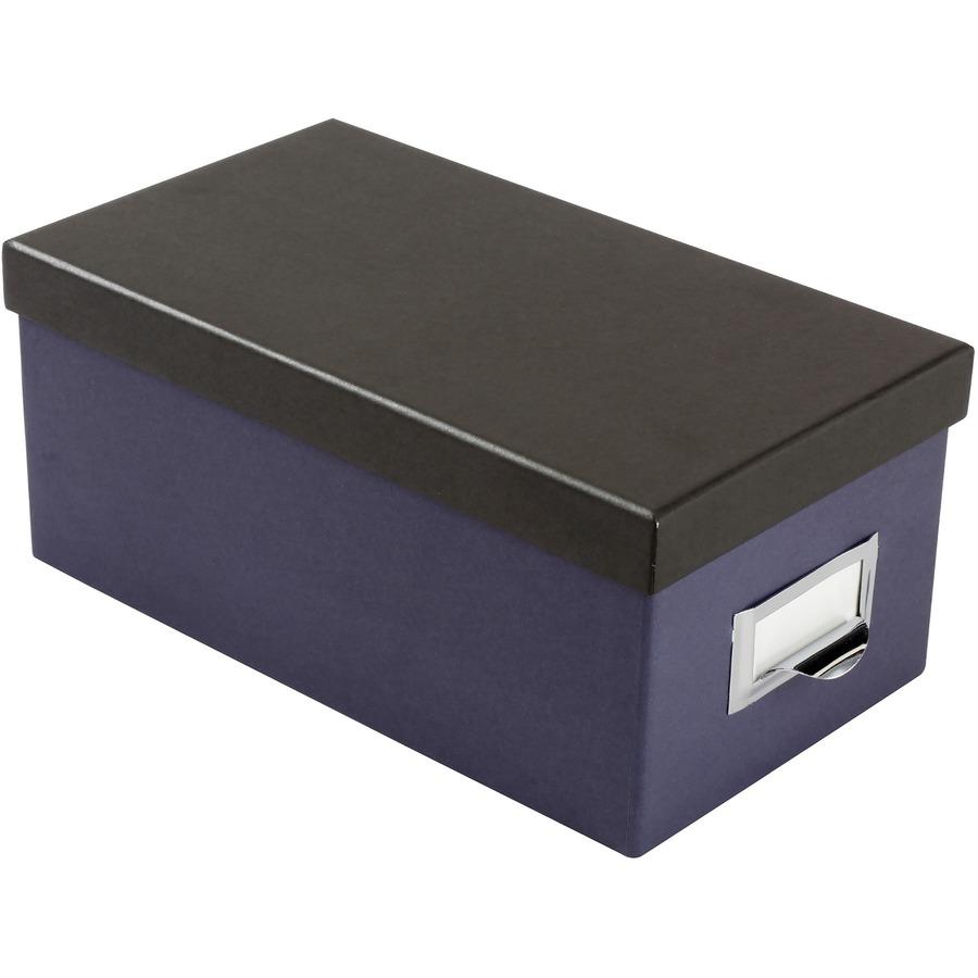 Oxford Index Card Storage Box - External Dimensions: 11.5" Length x 6.5" Width x 5" Height - Media Size Supported: Index Card 4" x 6" - 1000 x Index Card (4" x 6") - Indigo, Black - For Index Card, Re. Picture 6