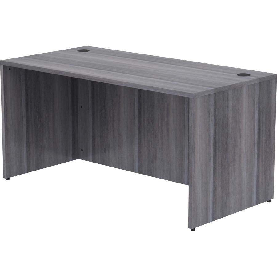 Lorell Weathered Charcoal Laminate Desking Desk Shell - 60" x 30" x 29.5" , 1" Top - Material: Polyvinyl Chloride (PVC) Edge - Finish: Laminate Top, Weathered Charcoal Top. Picture 8