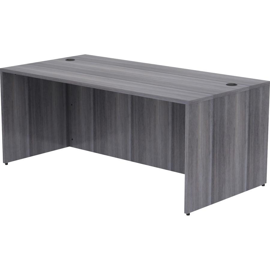 Lorell Weathered Charcoal Laminate Desking Desk Shell - 72" x 36" x 29.5" , 1" Top - Material: Polyvinyl Chloride (PVC) Edge - Finish: Laminate Top, Weathered Charcoal Top. Picture 3