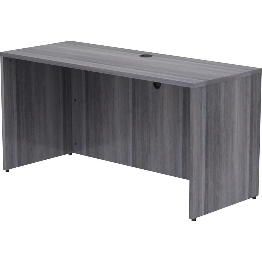 Lorell Essentials Series Credenza Shell - 60" x 24"29.5" , 1" Top - Laminate, Weathered Charcoal Table Top - Modesty Panel. Picture 8
