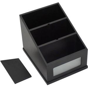 Victor Midnight Black Multi-Use Storage Caddy with Adjustable Compartment - 4 Compartment(s) - 6.50" - 4.9" Height x 4.6" Width%Desktop - Non-slip Feet - Black - Rubber, Frosted Glass, Wood - 1 Each. Picture 5