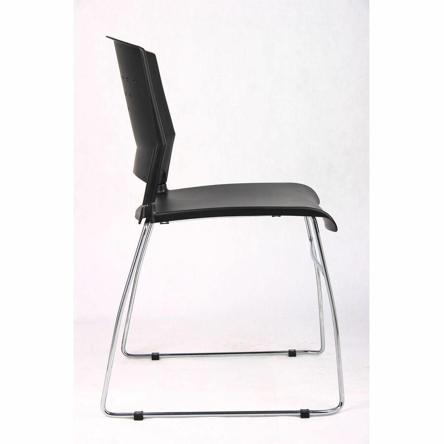 Boss Black Stack Chair With Chrome Frame, 1Pc Pack - Black Polypropylene Seat - Black Polypropylene Back - Chrome Frame - Sled Base - 1 Each. Picture 8