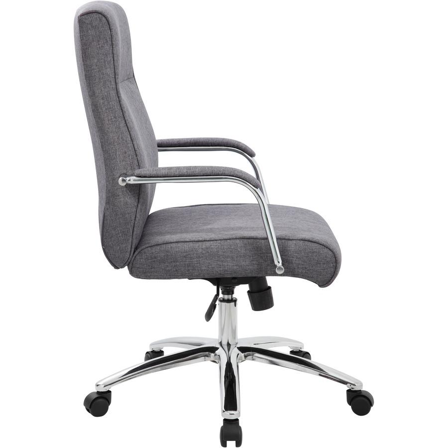 Boss Modern Executive Conference Chair-Grey Linen - Gray Linen Seat - Gray Linen Back - Chrome Frame - 5-star Base - Armrest - 1 Each. Picture 6