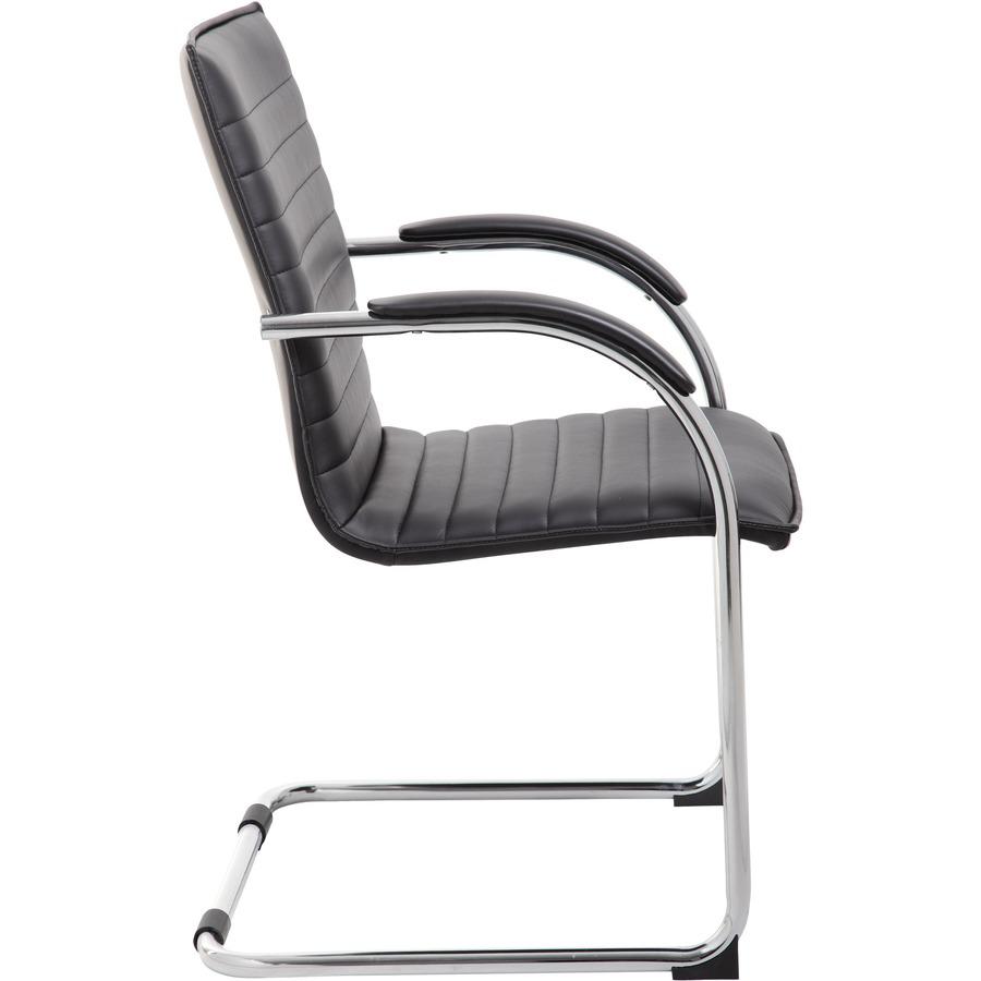 Boss Chrome Frame Vinyl Side Chairs - Black Vinyl Seat - Black Vinyl Back - Chrome Polywood Frame - Mid Back - Cantilever Base - 2 / Pack. Picture 10
