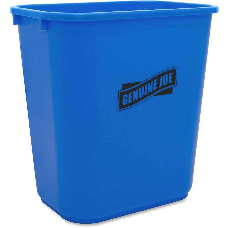Genuine Joe 28-1/2 Quart Recycle Wastebasket - 7.13 gal Capacity - Rectangular - 15" Height x 14.5" Width x 10.5" Depth - Blue, White - 12 / Carton. Picture 9