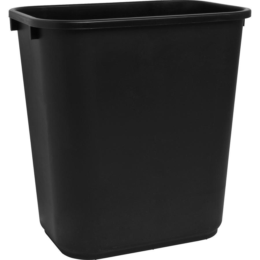 Sparco Rectangular Wastebasket - 7 gal Capacity - Rectangular - 15" Height x 14.5" Width x 10.5" Depth - Polyethylene - Black - 24 / Carton. Picture 3