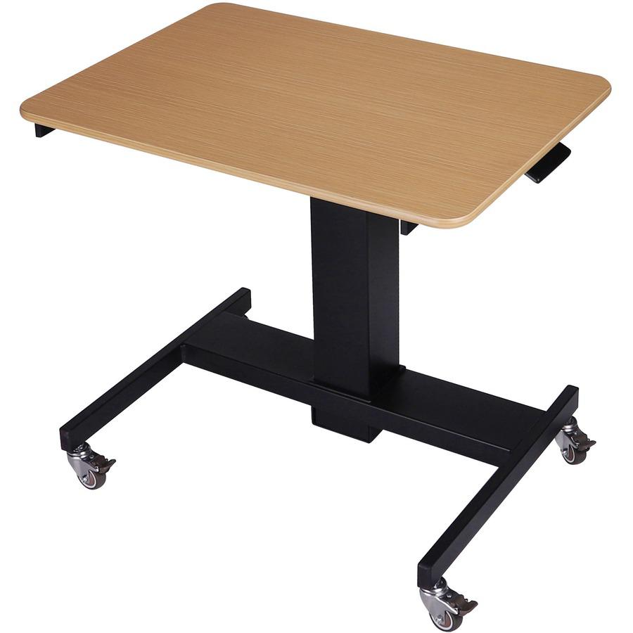 Lorell 28" Sit-to-Stand School Desk - Black Oak Square Top - Adjustable Height - 24" to 40" Adjustment - 40" Height x 28" Width x 20" Length - Assembly Required - 1 Each. Picture 8