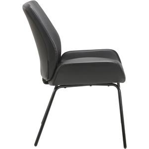 Lorell Bonded Leather U-Shaped Seat Guest Chair - Bonded Leather Seat - Bonded Leather Back - Black - 1 Each. Picture 9