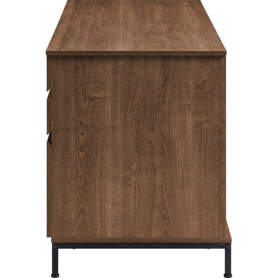 Lorell SOHO Desk with Side Drawers - 55" x 23.6"30" - 3 x File Drawer(s) - Single Pedestal on Right Side - Finish: Walnut. Picture 10