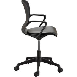 Safco Shell Desk Chair - Black Vinyl Plastic Seat - Black Plastic Back - Steel Frame - 5-star Base - 1 Each. Picture 2