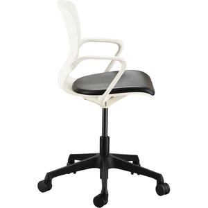 Safco Shell Desk Chair - Black Vinyl Plastic Seat - White Plastic Back - Steel Frame - 5-star Base - 1 Each. Picture 4