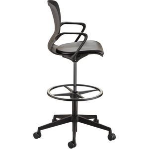 Safco Shell Extended-Height Chair - Black Vinyl Plastic Seat - Black Plastic Back - 5-star Base - 1 Each. Picture 2