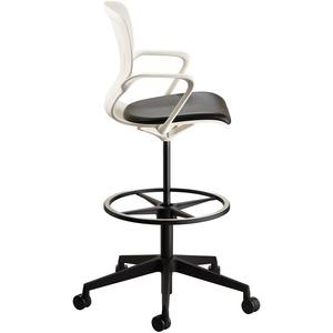 Safco Shell Extended-Height Chair - Black Vinyl Plastic Seat - White Plastic Back - 5-star Base - 1 Each. Picture 3