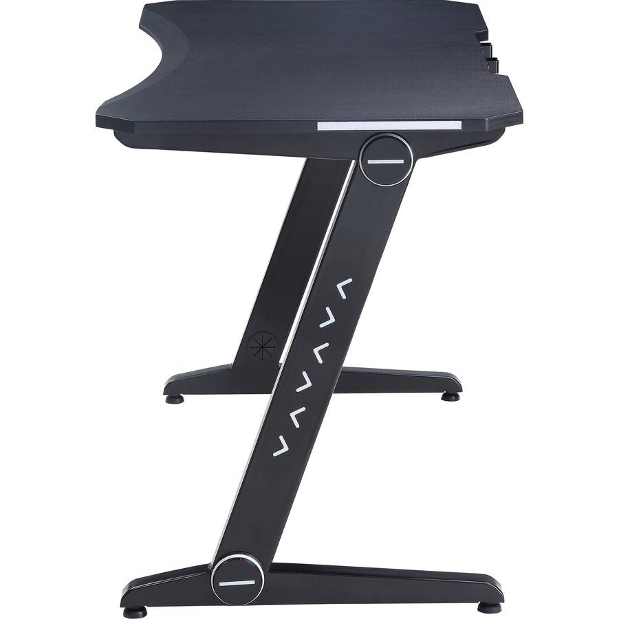 Lorell Standard Ergonomic Gaming Desk - x 47" Table Top Width x 23.75" Table Top Depth - 29" Height - Assembly Required - Black. Picture 2