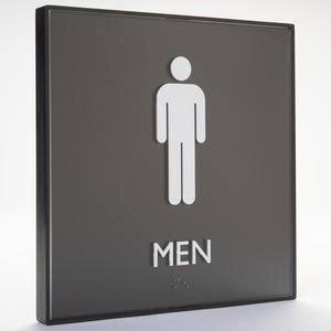 Lorell Restroom Sign - 1 Each - Men Print/Message - 8" Width x 8" Height - Square Shape - Easy Readability, Injection-molded - Plastic - Black. Picture 12