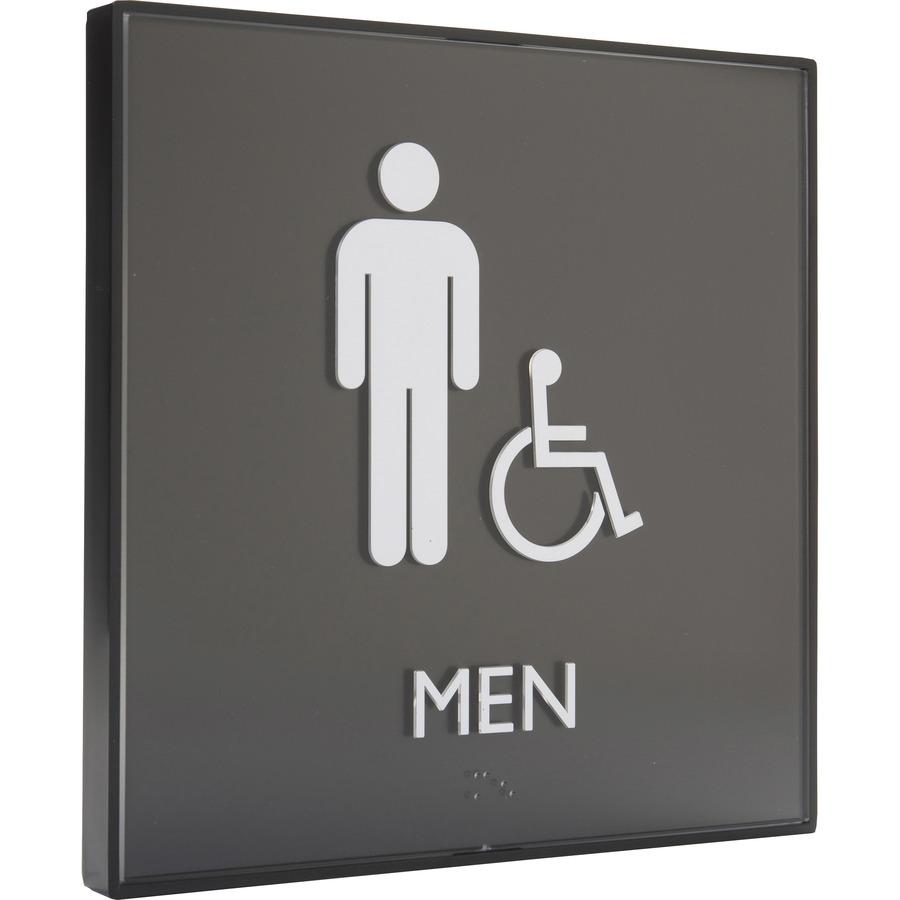 Lorell Men's Handicap Restroom Sign - 1 Each - men's restroom/wheelchair accessible Print/Message - 8" Width x 8" Height - Square Shape - Surface-mountable - Easy Readability, Injection-molded - Restr. Picture 14