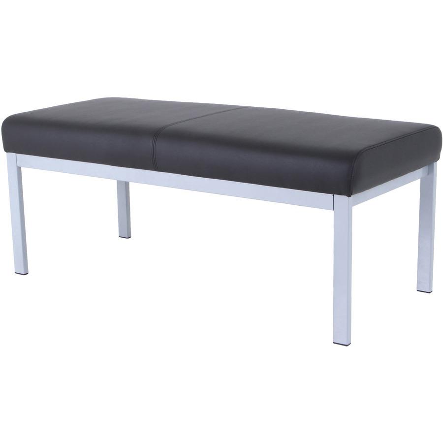 Lorell Healthcare Reception Guest Bench - Silver Powder Coated Steel Frame - Four-legged Base - Black - Vinyl - 1 Each. Picture 8