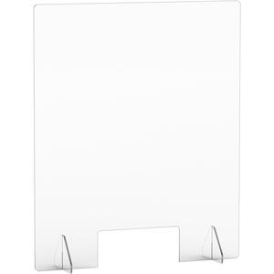 Lorell Social Distancing Barrier w/Pass-Through Cutout - 30" Width x 7" Depth x 36" Height - 1 Each - Clear - Acrylic. Picture 3