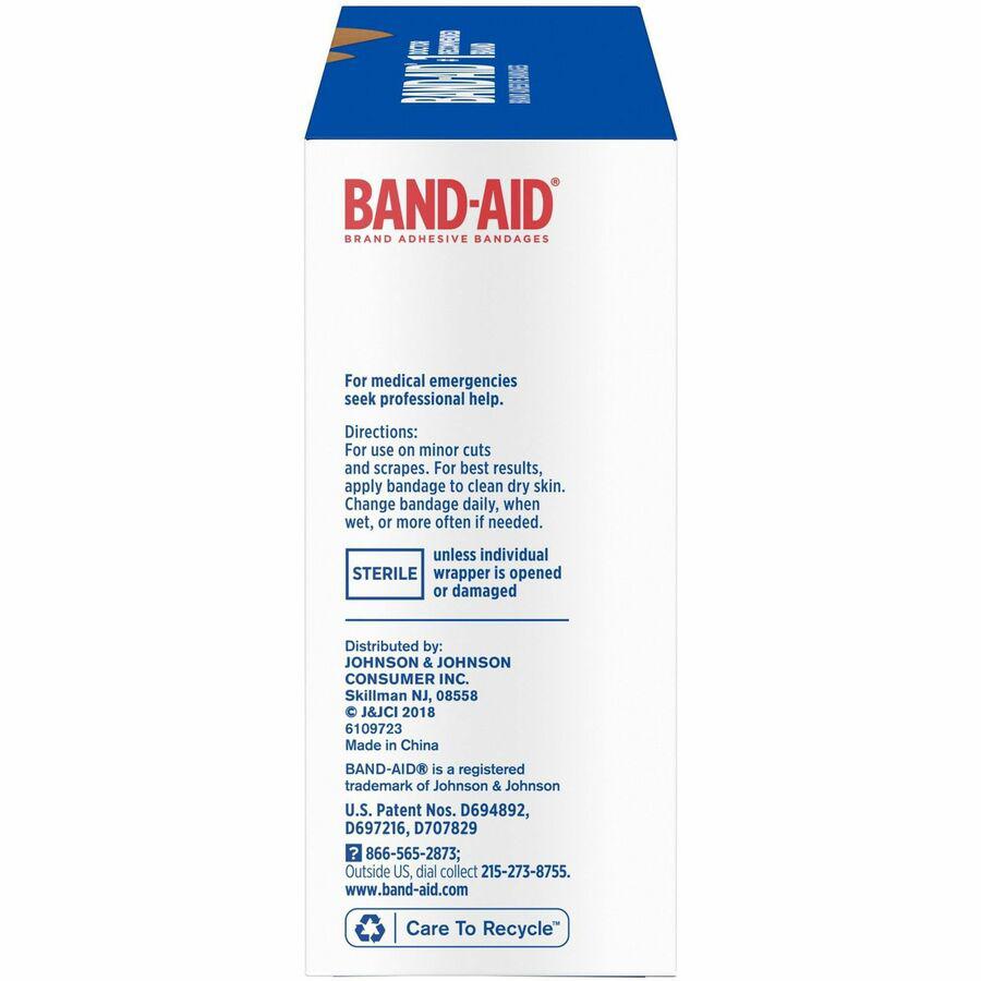 Band-Aid Flexible Fabric Adhesive Bandages - Assorted Sizes - 100/Box - Beige - Fabric. Picture 7