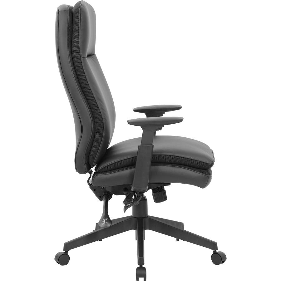 Lorell Soft High-back Executive Office Chair - Black Vinyl Seat - Black Vinyl Back - Black Frame - High Back - 5-star Base - Armrest - 1 Each. Picture 8