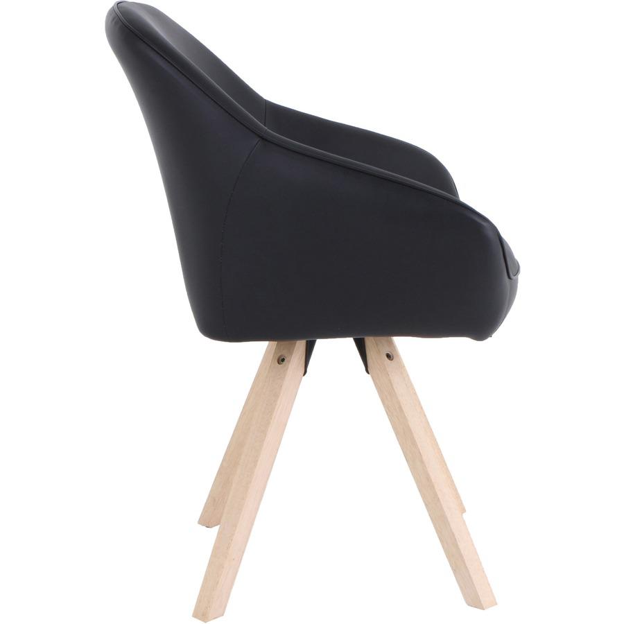 Lorell Natural Wood Legs Modern Guest Chair - Four-legged Base - Black - 1 Each. Picture 3