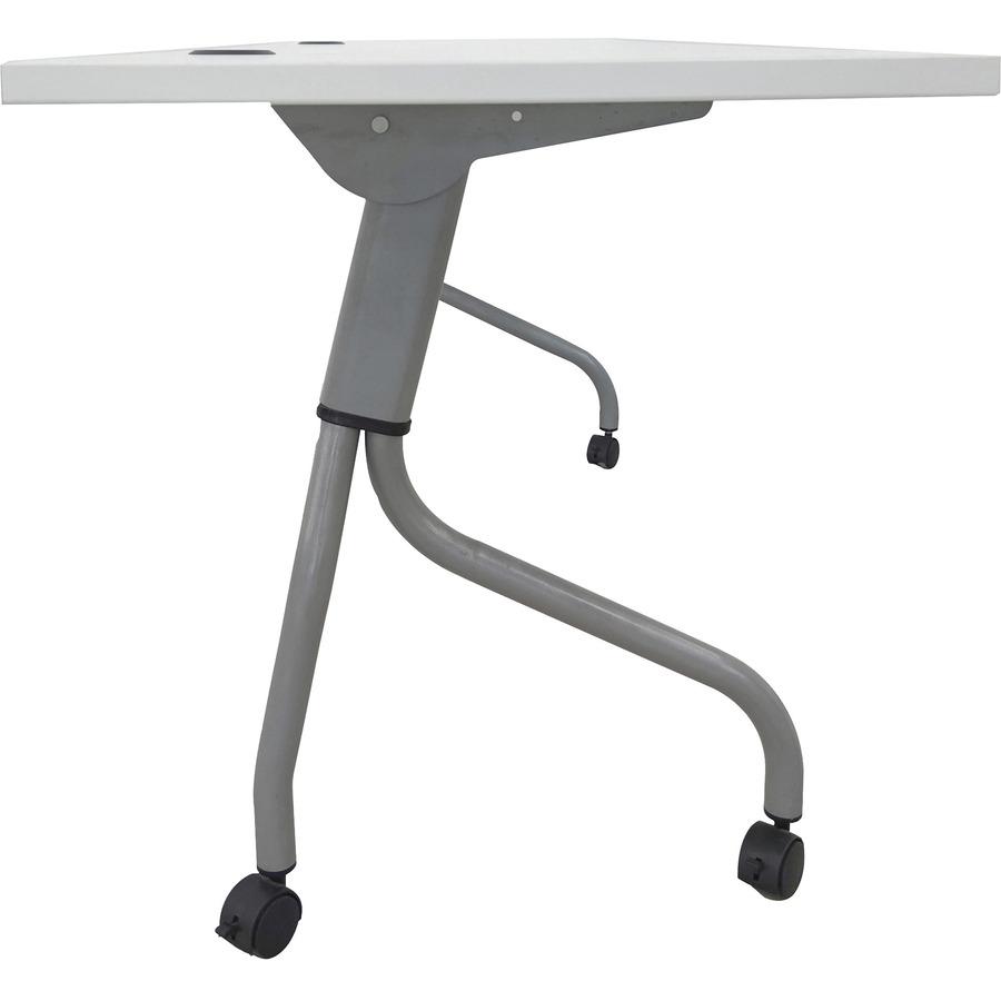 Lorell Flip Top Training Table - White Top - Silver Base - 4 Legs - 23.60" Table Top Length x 72" Table Top Width - 29.50" HeightAssembly Required - Melamine Top Material - 1 Each. Picture 9