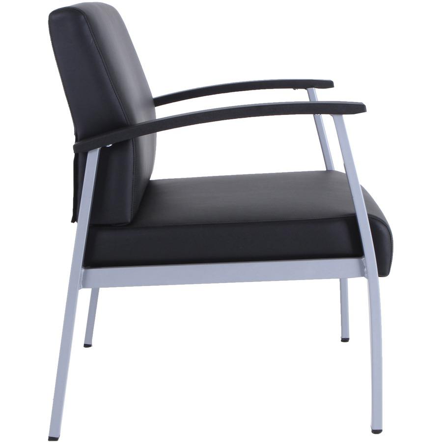 Lorell Healthcare Reception Big & Tall Antimicrobial Guest Chair - Vinyl Seat - Vinyl Back - Powder Coated Silver Steel Frame - Four-legged Base - Black, Silver - Armrest - 1 Each. Picture 11