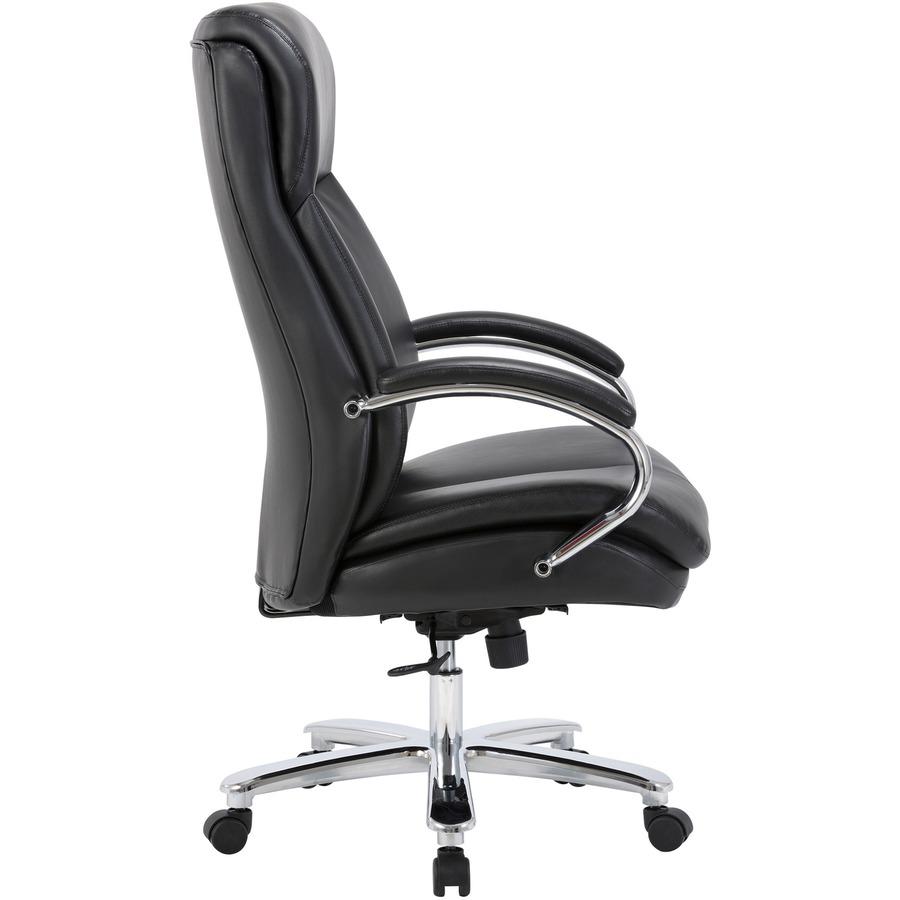 Lorell Big & Tall High-Back Chair - Bonded Leather Seat - Black Bonded Leather Back - High Back - Black - Armrest - 1 Each. Picture 11