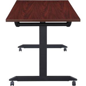 Lorell Mobile Folding Training Table - Rectangle Top - Powder Coated Base - 200 lb Capacity x 63" Table Top Width - 29.50" Height x 63" Width x 24" Depth - Assembly Required - Mahogany - Laminate Top . Picture 5