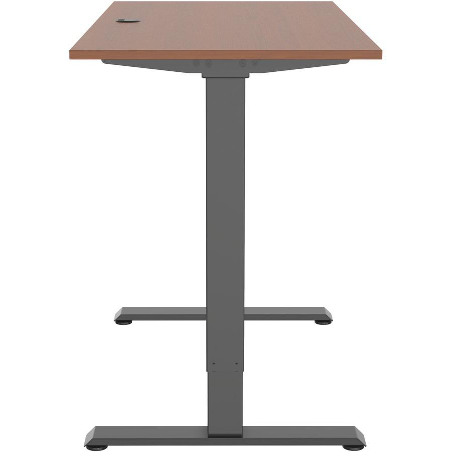 Lorell Height-Adjustable 2-Motor Desk - Dark Walnut Rectangle Top - Black T-shaped Base - 48" Table Top Length x 24" Table Top Width x 0.70" Table Top Thickness - 47.20" Height - Assembly Required - B. Picture 8