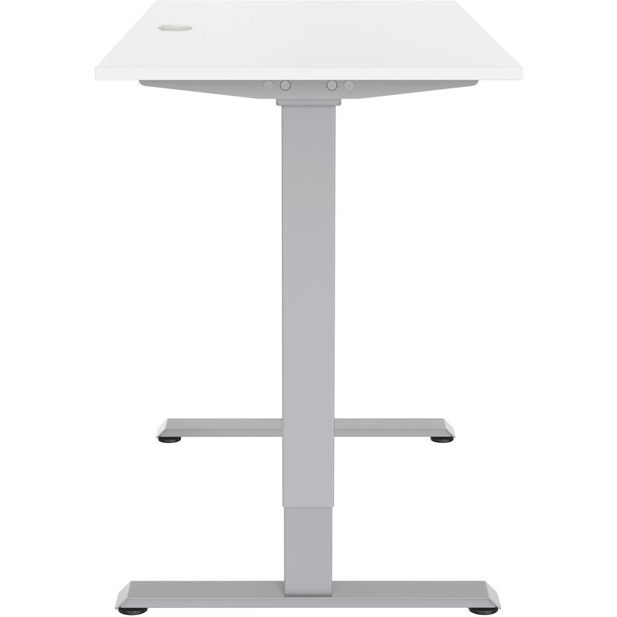 Lorell Height-Adjustable 2-Motor Desk - White Rectangle Top - Gray T-shaped Base - 48" Table Top Length x 24" Table Top Width x 0.70" Table Top Thickness - 47.20" Height - Assembly Required. Picture 2