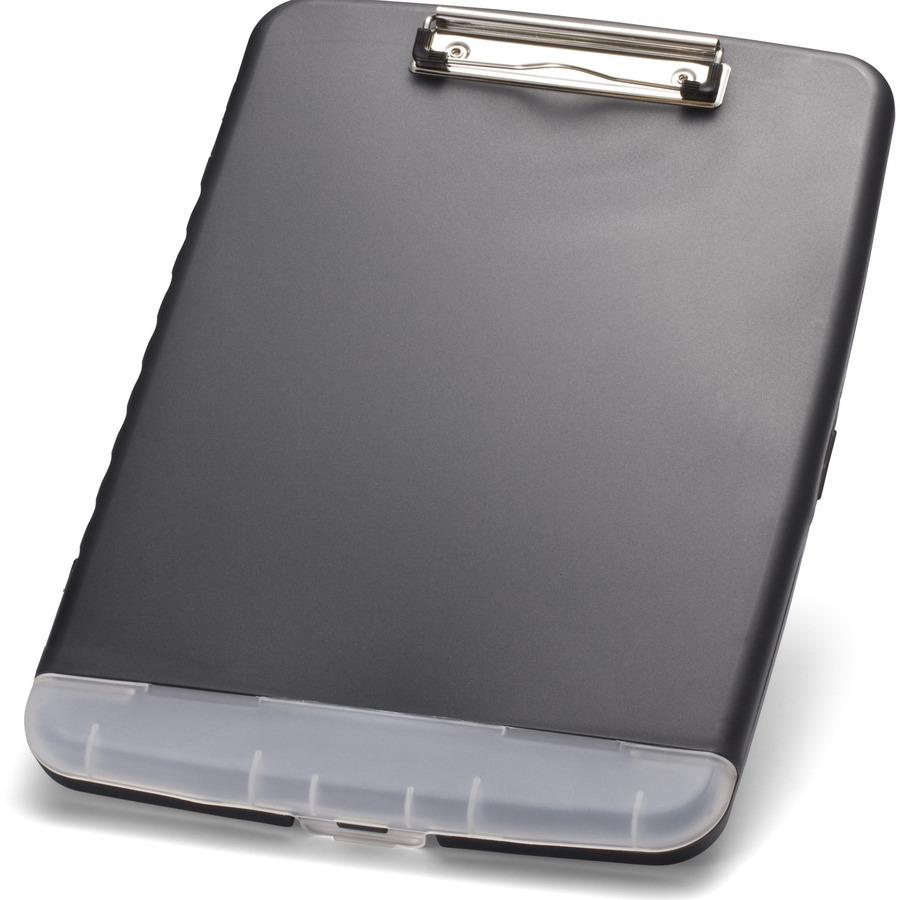 Officemate Slim Clipboard Storage Box w/Low Profile Clip, Charcoal (83308) - 0.50" Clip Capacity, 8 1/2" x 11" , Low-profile Clip, Charcoal, 1 Each. Picture 14