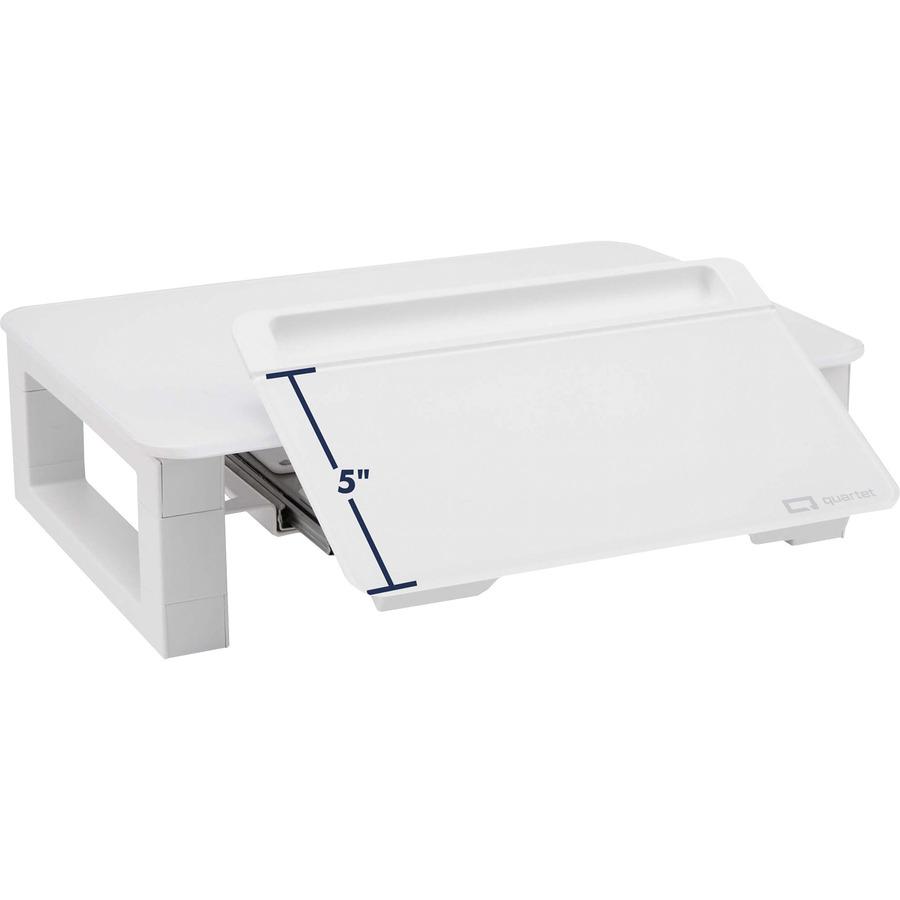 Quartet Monitor Riser with Glass Dry-Erase Board Desktop - 100 lb Load Capacity - 5" Height x 10" Width - Desktop - White. Picture 8