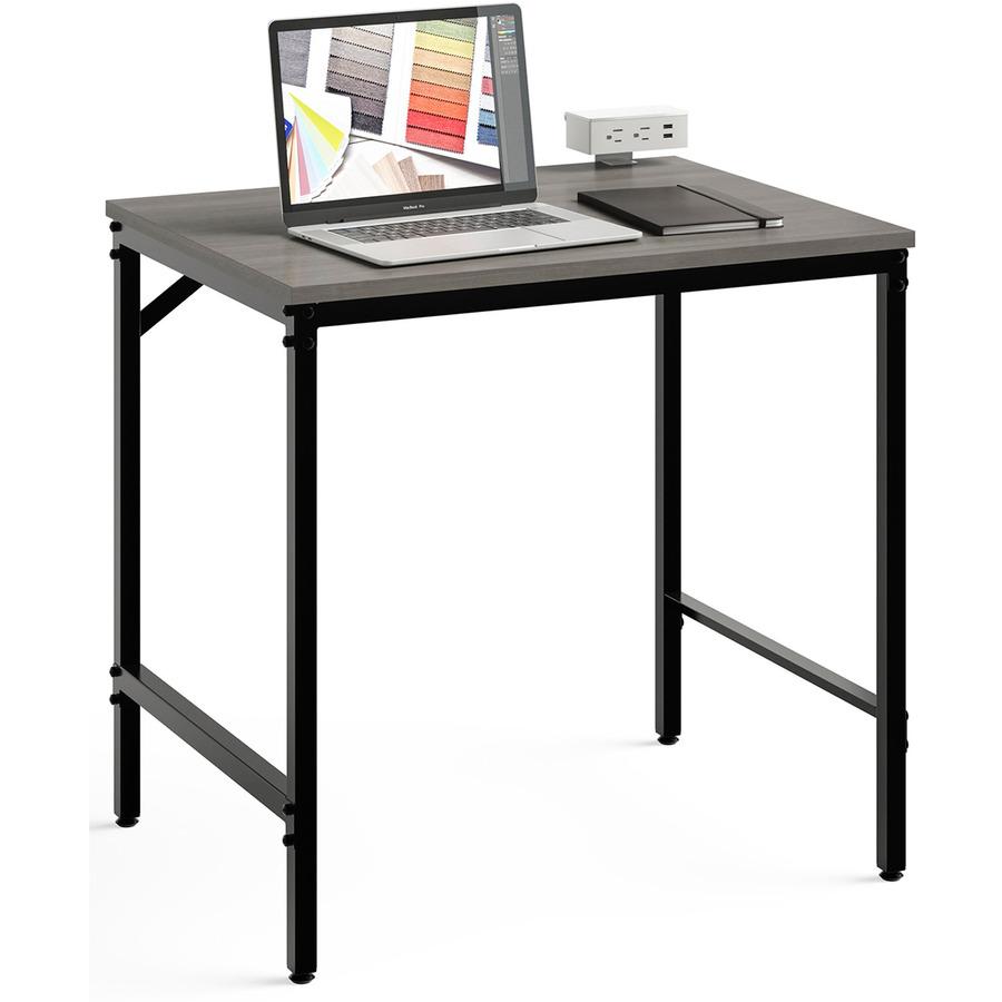Safco Simple Study Desk - Neowalnut Rectangle, Laminated Top - Black Powder Coat Four Leg Base - 4 Legs - 30.50" Table Top Width x 23.50" Table Top Depth x 0.75" Table Top Thickness - 29.50" Height - . Picture 8