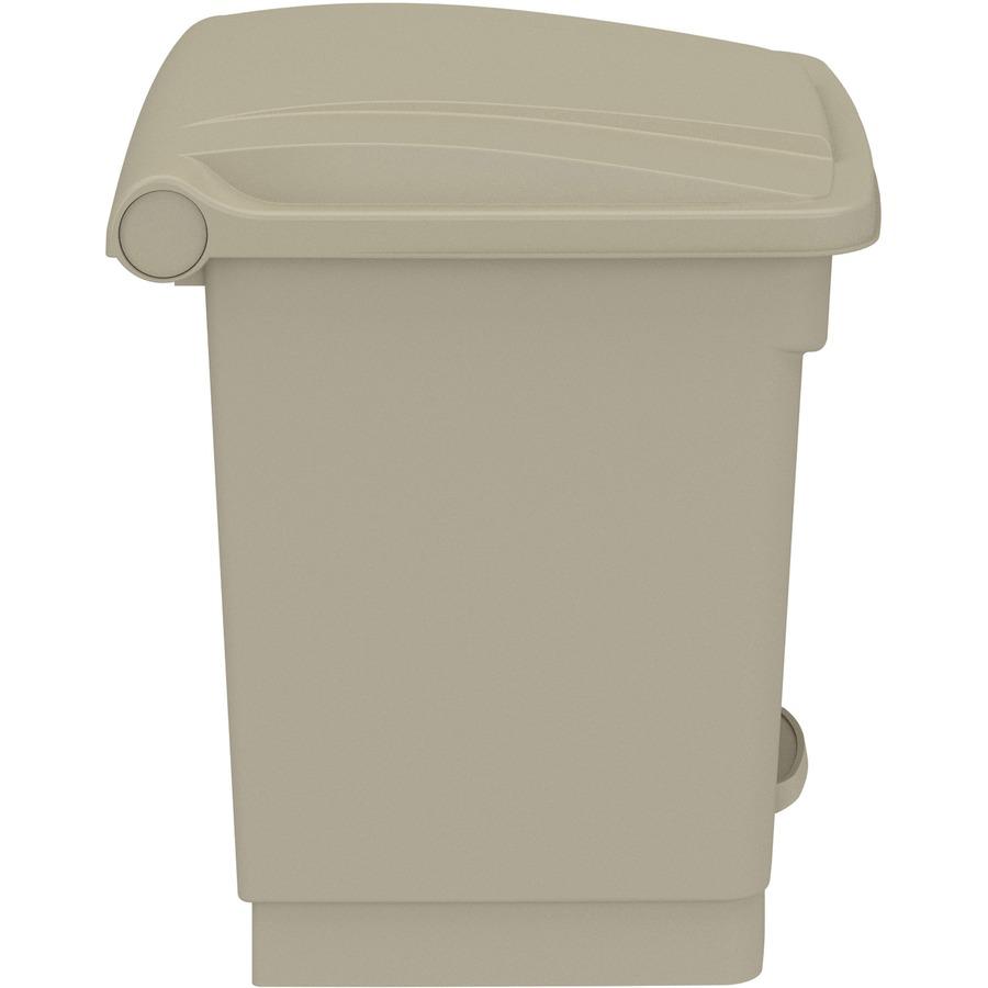 Safco Plastic Step-on Waste Receptacle - 8 gal Capacity - Easy to Clean, Foot Pedal, Lightweight - 17.3" Height x 16" Width x 16" Depth - Plastic - Tan - 1 Carton. Picture 6