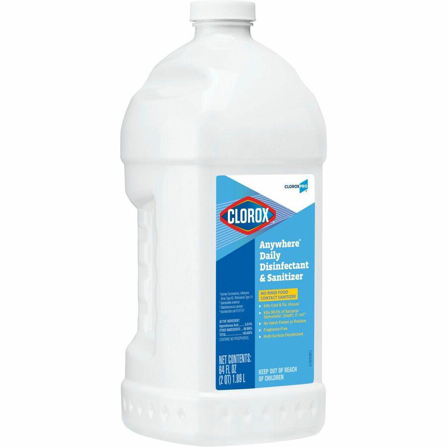 CloroxPro&trade; Anywhere Daily Disinfectant & Sanitizer - 64 fl oz (2 quart)Bottle - 1 Each - Low Odor, pH Balanced, Rinse-free, Strong - White. Picture 9