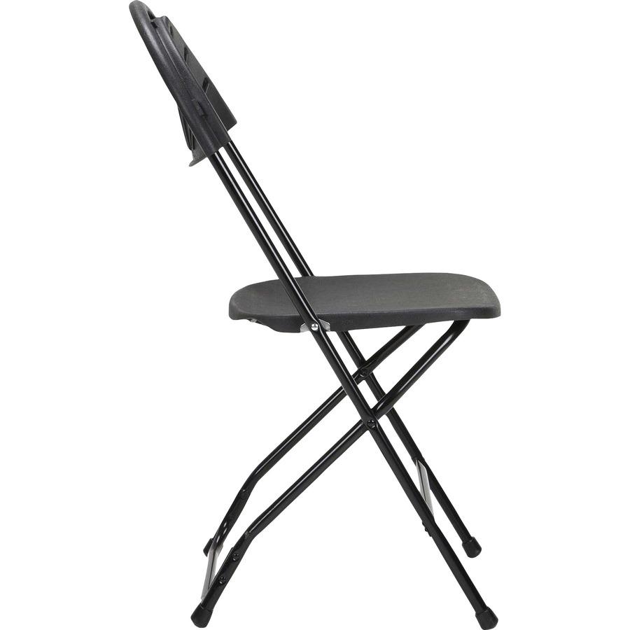 Dorel Zown Premium Fan Back Folding Chair - Black Seat - Black Polyethylene Back - Black Powder Coated Steel Frame - Four-legged Base - 8 / Carton. Picture 9