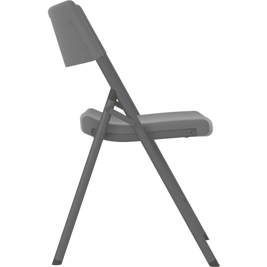 Cosco Zown Classic Commercial Resin Folding Chair - Gray Seat - Gray Back - Gray Steel, High Density Resin, High-density Polyethylene (HDPE) Frame - Four-legged Base - 4 / Carton. Picture 6