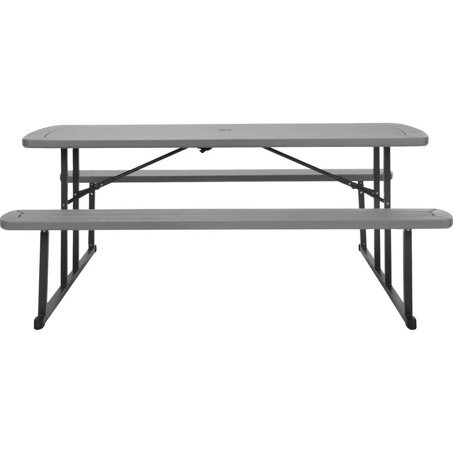 Cosco Folding Picnic Table - Taupe Top - 800 lb Capacity - 72" Table Top Width x 57" Table Top Depth - 29" Height - Wood Grain, Resin Top Material - 1 Each. Picture 8
