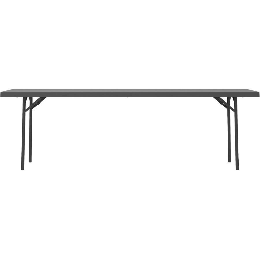 Dorel ZOWN 96" Commercial Blow Mold Folding Table - 4 Legs - 1000 lb Capacity x 96" Table Top Width x 30" Table Top Depth - 29.30" Height - Gray - High-density Polyethylene (HDPE), Resin - 1 Each. Picture 8