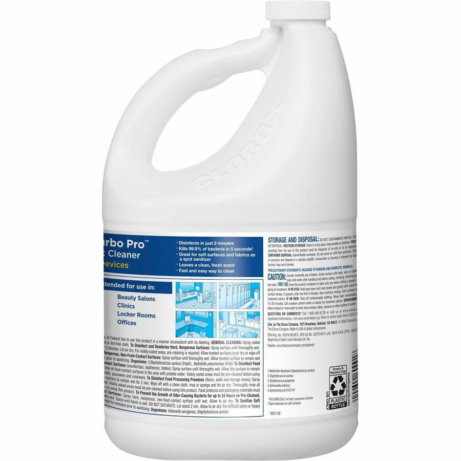 Clorox Turbo Pro Disinfectant Cleaner for Sprayer Devices - 121 fl oz (3.8 quart) - Fresh ScentBottle - 1 Each - Bleach-free, Versatile, Antibacterial - White. Picture 10