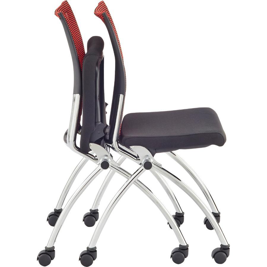 Safco Valore High Back Training Chair - Black Foam Seat - Red Back - Steel, Chrome Frame - High Back - Four-legged Base - 2 / Carton. Picture 2