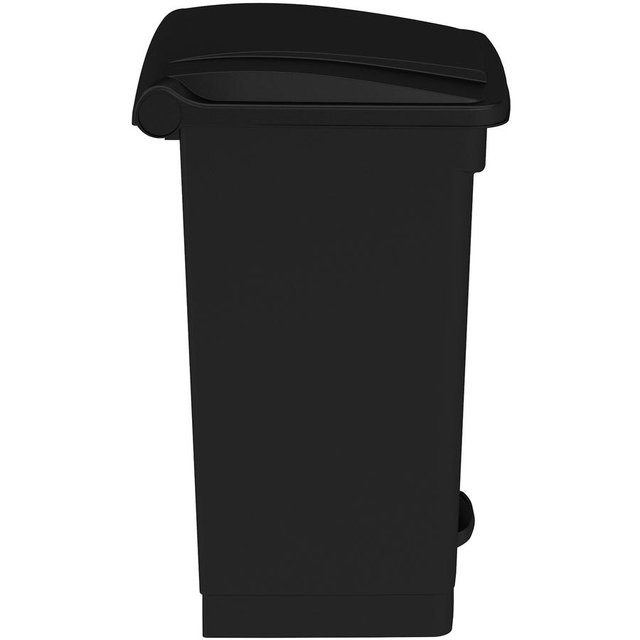 Safco Plastic Step-on Waste Receptacle - 12 gal Capacity - Foot Pedal, Lightweight - 23.8" Height x 15.8" Width x 16" Depth - Plastic - Black - 1 Carton. Picture 5