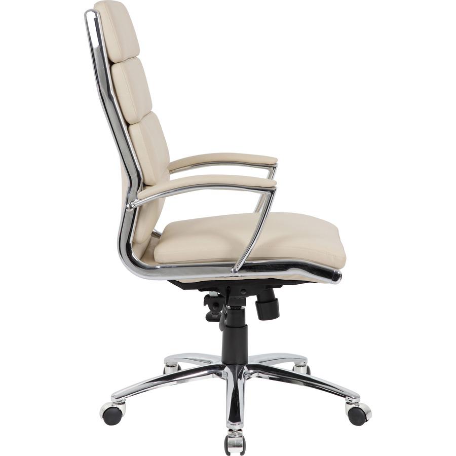 Boss Executive CaressoftPlus Chair - Beige Vinyl Seat - Beige Vinyl Back - Chrome Metal Frame - 5-star Base - 1 / Carton. Picture 7